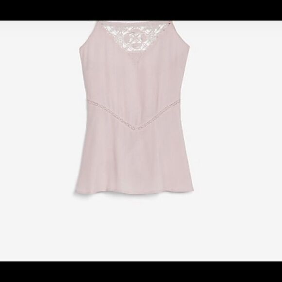 23-NWT EXPRESS Hi Neck Lace Cami, Truffle Pink - Picture 2 of 11